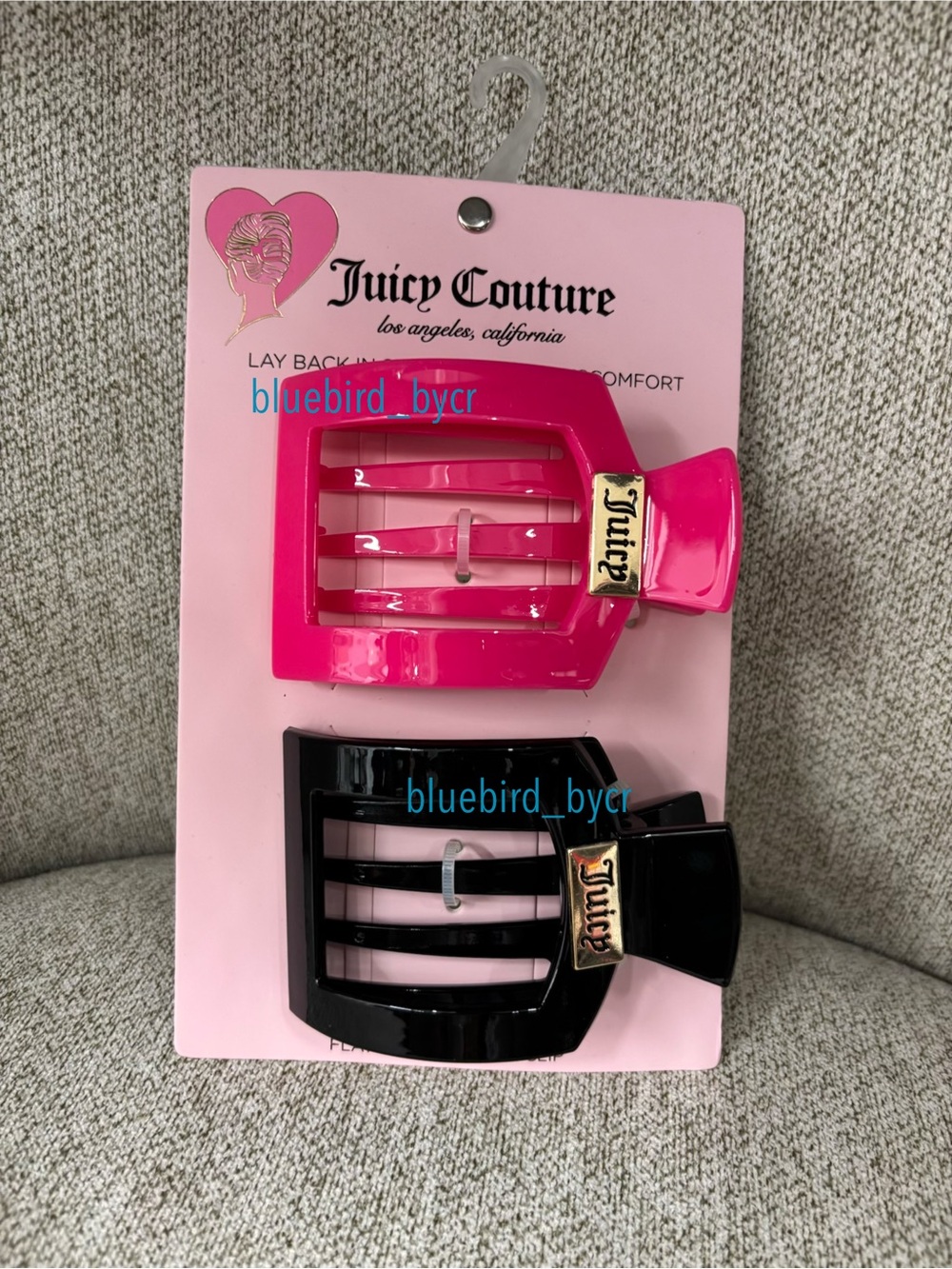 Juicy Couture Hair Claw Clips - Pink & Black